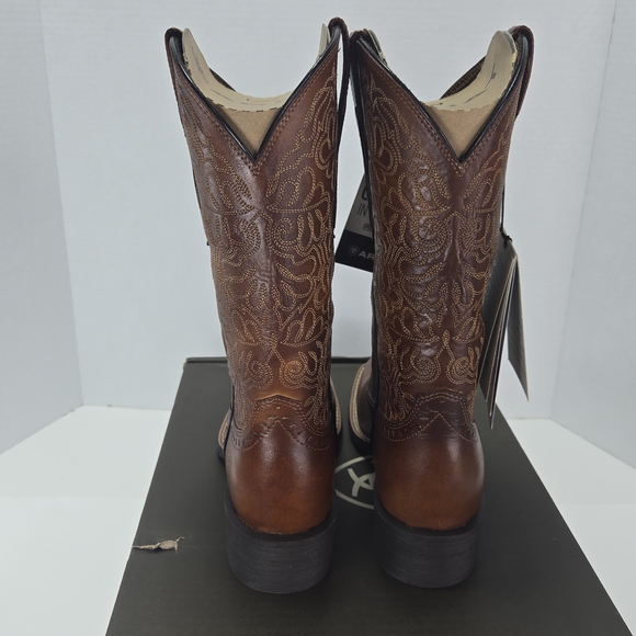 Ariat Women’s Round Up Remuda Brown Leather Cowboy Boots Women's 5.5 or 4 Youth - Picture 4 of 16